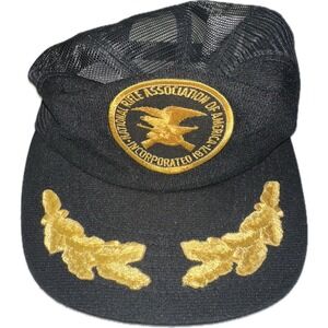 Vintage NRA Trucker Hat Men Black Snapback 80s USA National Rifle Association